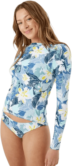 Roxy Women's Standard Long Sleeve Rashguard – UPF 50+ Sun Protection, Surf, Beach Volley, Yoga, Quick-Dry Swim Shirt Large True Blue