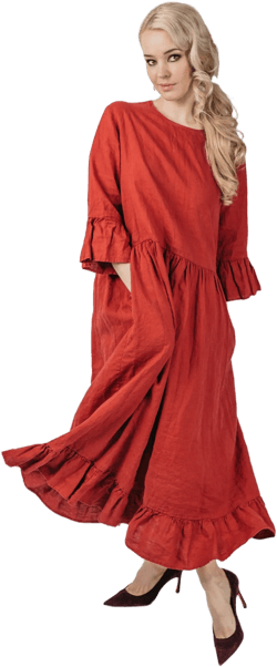 Linen dress  ADELINE ,  long linen dress, linen clothing for women, red dress