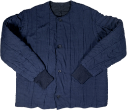 Vintage Overdye Inky Navy Blue Reversible Cotton Quilt Jacket | Unisex 70s Europe Puffer | S M L |