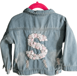 Monogram Floral Denim Jacket— Hand Embroidered Jean Jacket