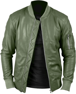 Men's Olive Green Baseball Collar Stylish Classic Retro Outfit Smooth Motorcycle M-1 Bomber Lambskin Leather Jacket