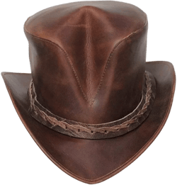 Brown Leather V Shape Top Hat Handcrafted Top Hat Victorian Hat / Steampunk Top Hat Gifts For Him , Gifts For Men