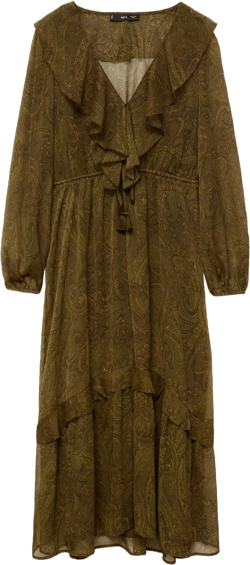 Ruffled paisley-print dress