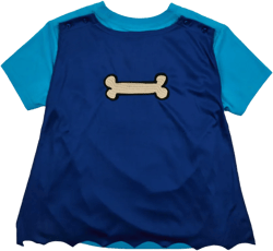 Dog Man Superhero Costume Boy's Blue Crew Neck Short Sleeve T-shirt With Detachable Cape 8 (M)