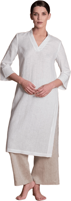 Slim Fit Linen Tunic With Sleeves VICTORY | White Summer Flax Linen Clothes For Women | Petite, Regular, Plus Size, Tall - Custom Made Top