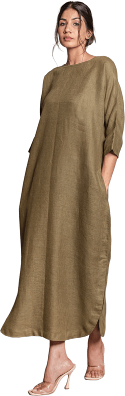 Linen Maxi Dress, Linen Dress, Plus Size Linen Clothing For Women, Plus Size Dress, Linen dress 3/4 sleeves, Linen kaftan,Loose style dress