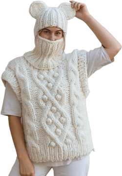 Cream handmade cable knit wool sweater vest for women, fisherman crew neck waistcoat, warm aran sleeveless jumper, fall trendy clothing