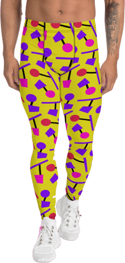 Mens Leggings Harajuku, Patterned Tights, 80s Memphis Festival Meggings, Clubbing Outfit, Athleisure Fashion Gym Pants, Pro-Wrestling Gear