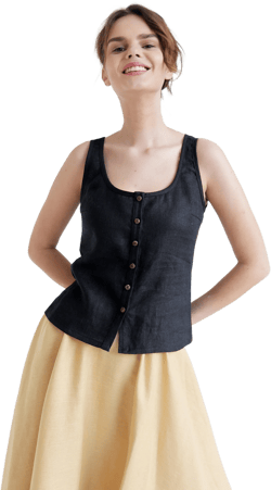 Button front linen top BRIA, Linen tank top, Tank tops for woman, Linen sleeveless top, Summer top, Tailored linen top, Linen clothing