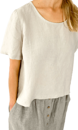 Short Sleeve Linen Blouse Long Island / Linen short sleeve Shirt / Linen loose blouse / Linen Clothing for Women / Mothers Day Gift
