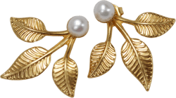 Preorder * Juno Earrings, Gold Leaves Two Pieces Set Ear Cuffs, Stud and Jacket Leaf Ear Jacket Goddess Jewelry Bridal Accessories Wedding
