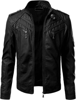Mens Genuine Black Leather Biker Jacket Cafe Racer Vintage Real Motorcycle Leather Jacket For Men