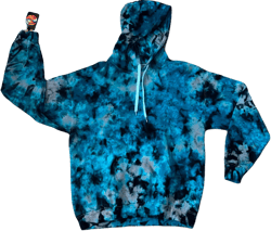 Tie Dye Hoodie, Standard and Plus Sizes, Adult Tie Dye, Pullover or Zip Up, Crewneck, Blue Grey Black, Festival Shirt, Trippy