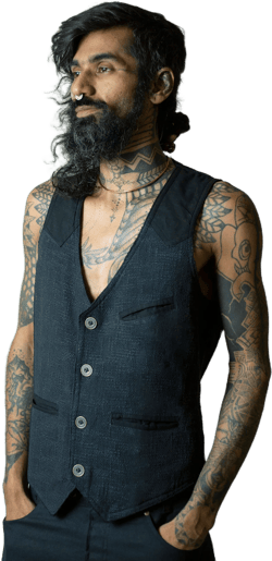 Handmade vest cotton Bugla black brown
