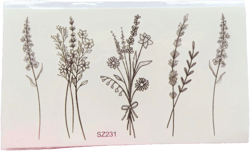 temporary ephemeral tattoo, flowers, wildflowers, grasses, 4/5 tattoos per sheet