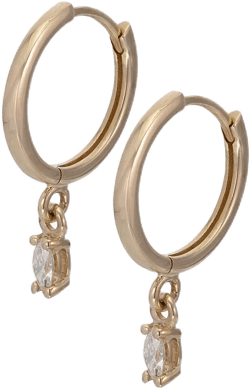 Dangle Drop Moissanite Hoop Earrings, 14k Solid Gold Tiny Earrings, Dainty Hoops Earrings, Minimalist Earrings, Valentinus&#39;s Day Gift