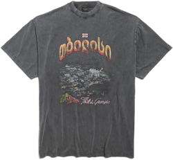 Men's Tbilisi T-shirt Oversized in Black Faded