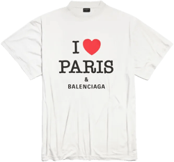 I Love Paris & Balenciaga T-shirt Oversized  in White