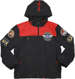 Big Boy Tuskegee Airmen S5 Mens Hooded Windbreaker Jacket [Black] - ID#3912-15-207-0-0