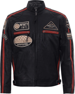 Men's Real Racing Black Nappa Leather Moto Biker Jacket… 3X-Large Black