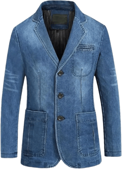 Kiioouu Mens Denim Blazer Men Suit Cotton Vintage Male Blue Coat Denim Jacket Men Jeans Blazers XX-Large Light Blue