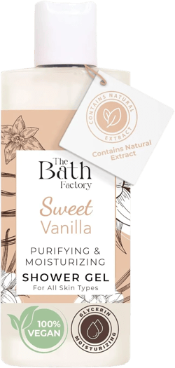 Shower Gel for Body Wash | 100% Vegan & Contains Natural Vanilla Extract | Moisturizing Liquid Soap as Bath Products for Men & Women | 13.5 Fl Oz
