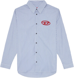 embroidered-logo striped poplin shirt