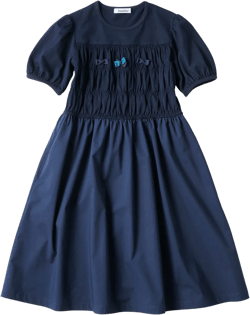 smocked cotton midi dress