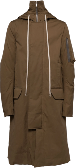 Mega Tailored Long Parka With Hood In Bean