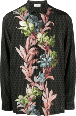 floral-print silk shirt