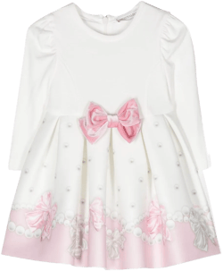 bow-motif long-sleeved dress 
