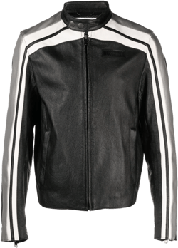 logo-patch leather biker jacket