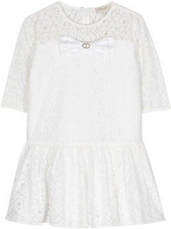 bow-detailed lace midi dress