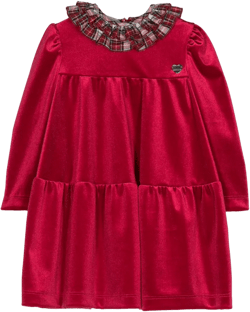 ruffle-collar velvet dress