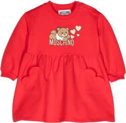 logo-print flared cotton dress