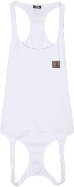 logo-patch double-end cotton tank top
