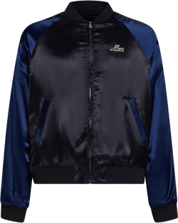 Logo-embroidered Satin Bomber Jacket In Black
