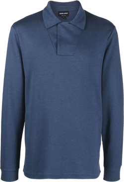 long-sleeve cotton-blend polo shirt