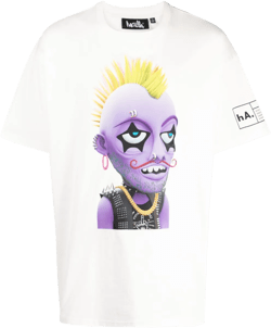 Moe-print cotton T-shirt