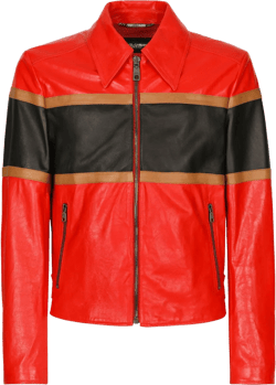 striped leather shirt jacket