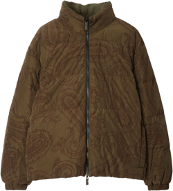Reversible Paisley Nylon Puffer Jacket In Olive