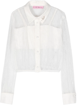 logo-plaque floral-lace blouse