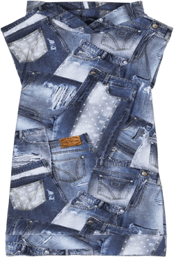 patchwork-print hooded dress