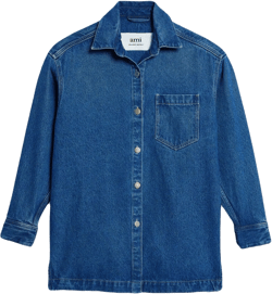 spread-collar denim overshirt 