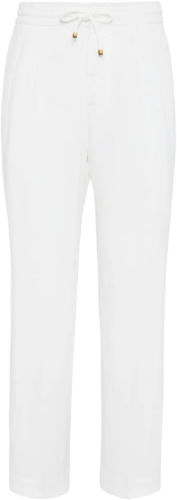 linen drawstring-fastening trousers