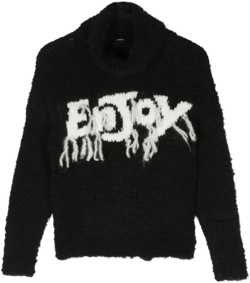 high-neck chunky-knit wool sweater
