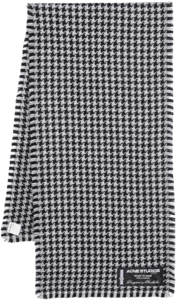 houndstooth frayed-trim scarf 