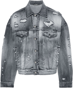 ripped-detail denim jacket