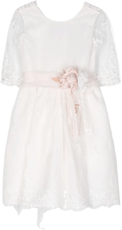 lace-detailing tulle midi dress