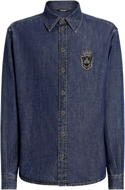 logo-patch denim shirt
